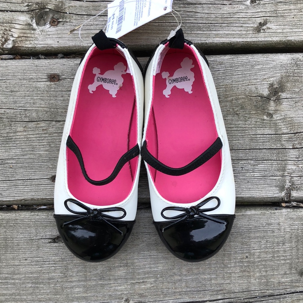 NWT Gymboree girls black & white dress shoes 10